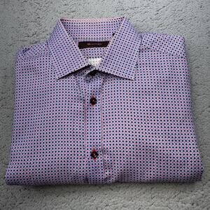 Sand Shirt Mens Medium 39 Blue Red Geometric Pattern Denmark Copenhagen